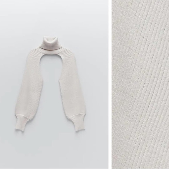 NWT. Zara Ecru Knit Arm Warmers. Size M. - Picture 3 of 7